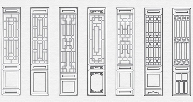 温县常用中式仿古花窗图案隔断设计图